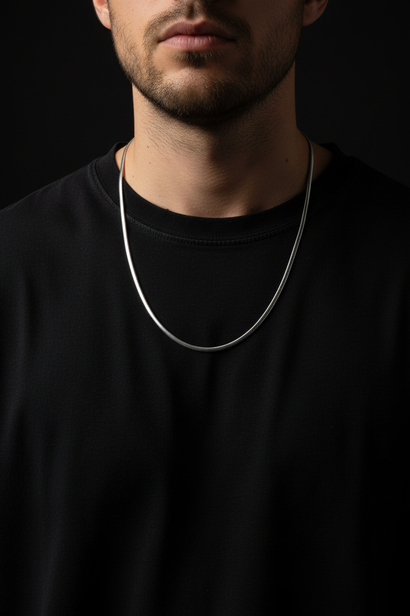 Ατσάλινη Αλυσίδα Λαιμού "Sleek Snake" – Ασημί