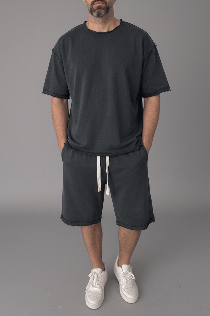 Distressed Charcoal Co-Ord Set – Ξεβαμμένο Ανθρακί