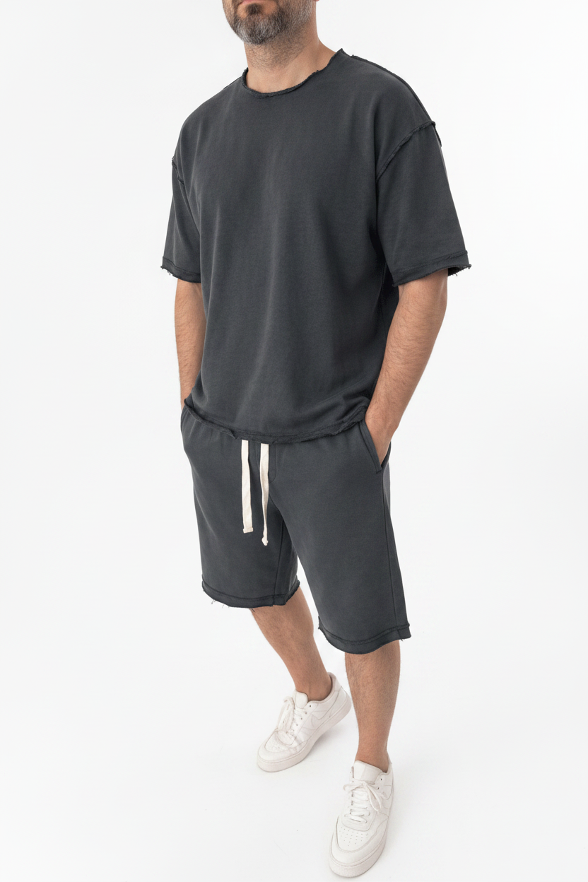 Distressed Charcoal Co-Ord Set – Ξεβαμμένο Ανθρακί
