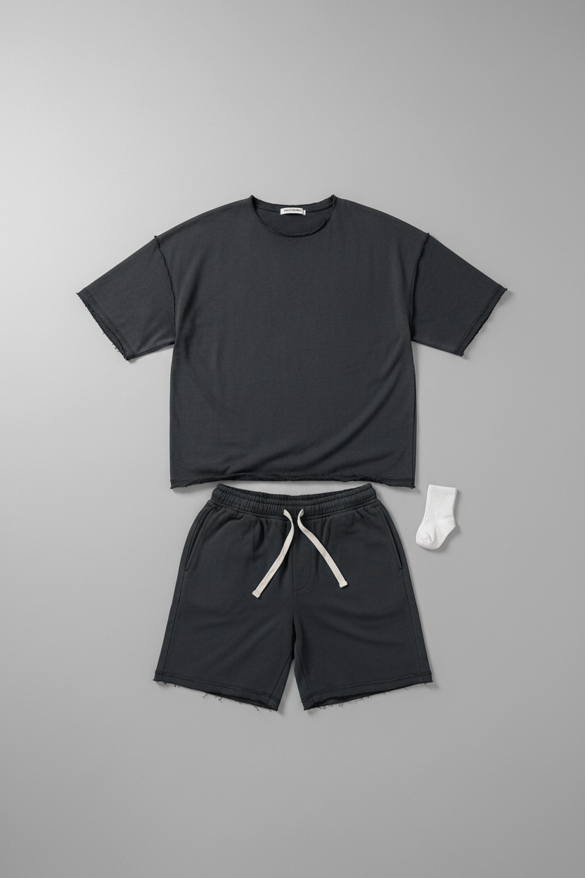 Distressed Charcoal Co-Ord Set – Ξεβαμμένο Ανθρακί