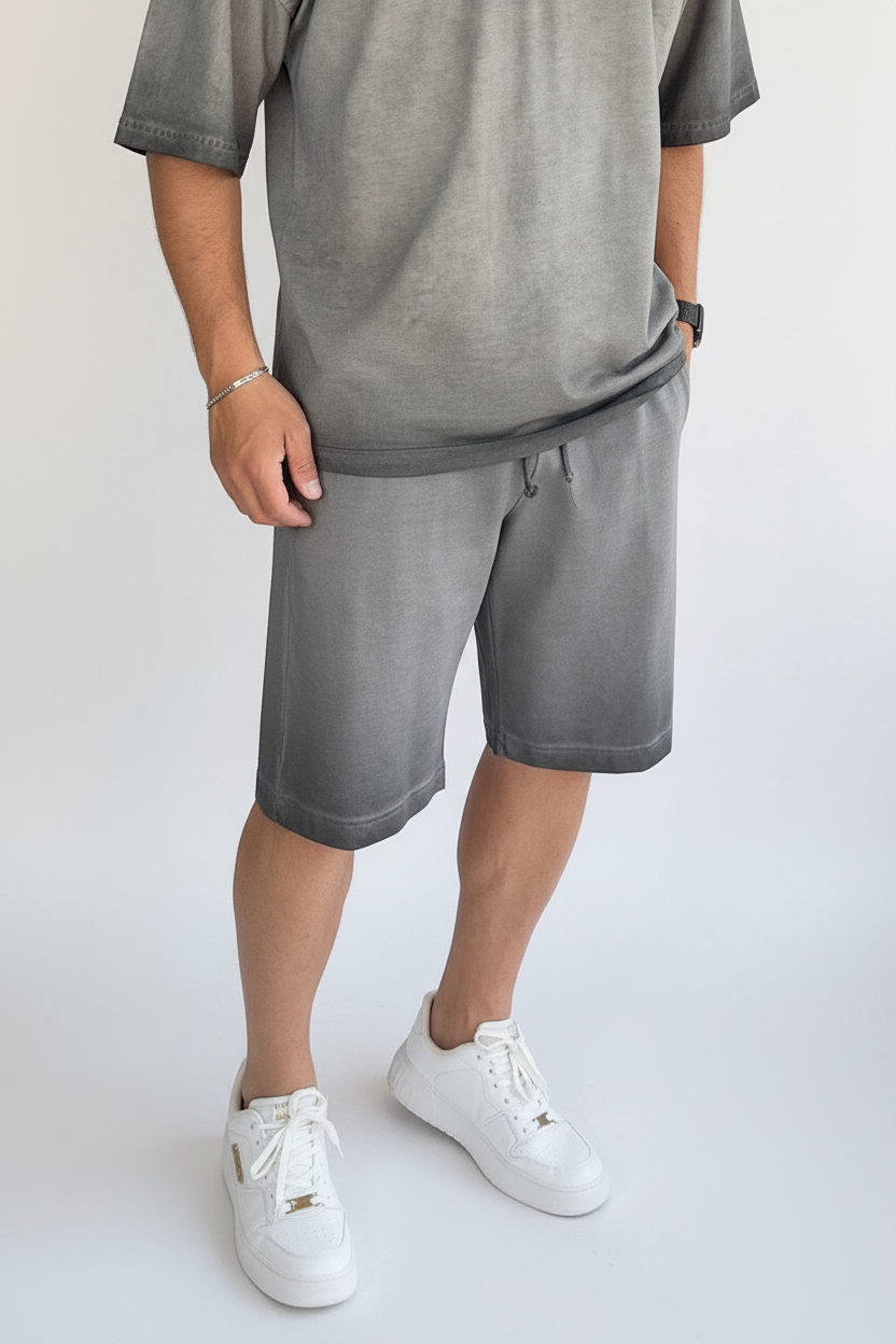 Basic Oversized Σετ Acid Wash – Ξεβαμμένο Γκρι