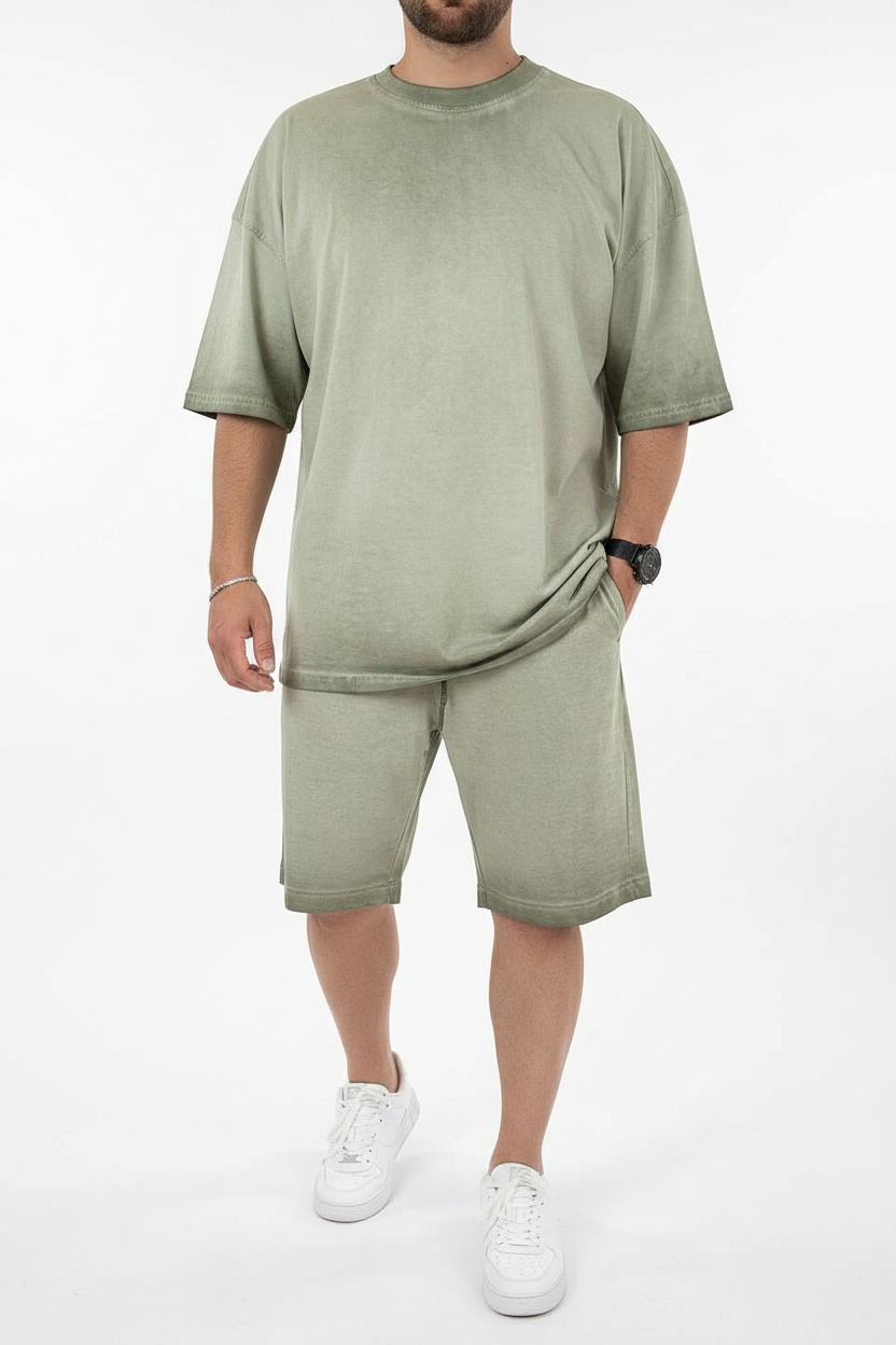 Basic Oversized Σετ Acid Wash – Ξεβαμμένο Πράσινο