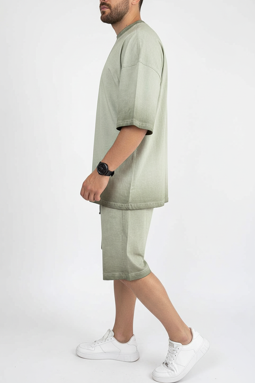 Basic Oversized Σετ Acid Wash – Ξεβαμμένο Πράσινο