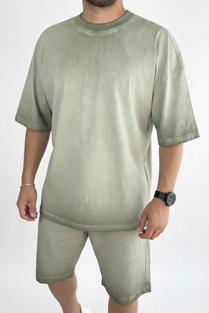 Basic Oversized Σετ Acid Wash – Ξεβαμμένο Πράσινο