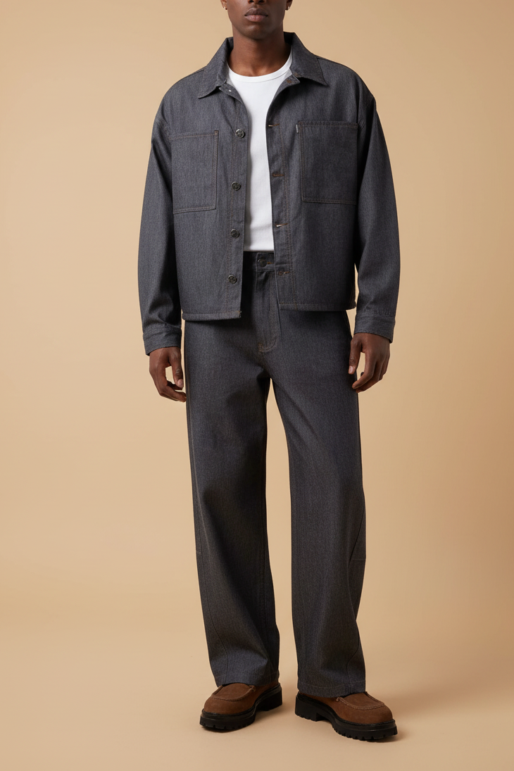 Denim Co-ord Graphite Set – Σκούρο Γκρι