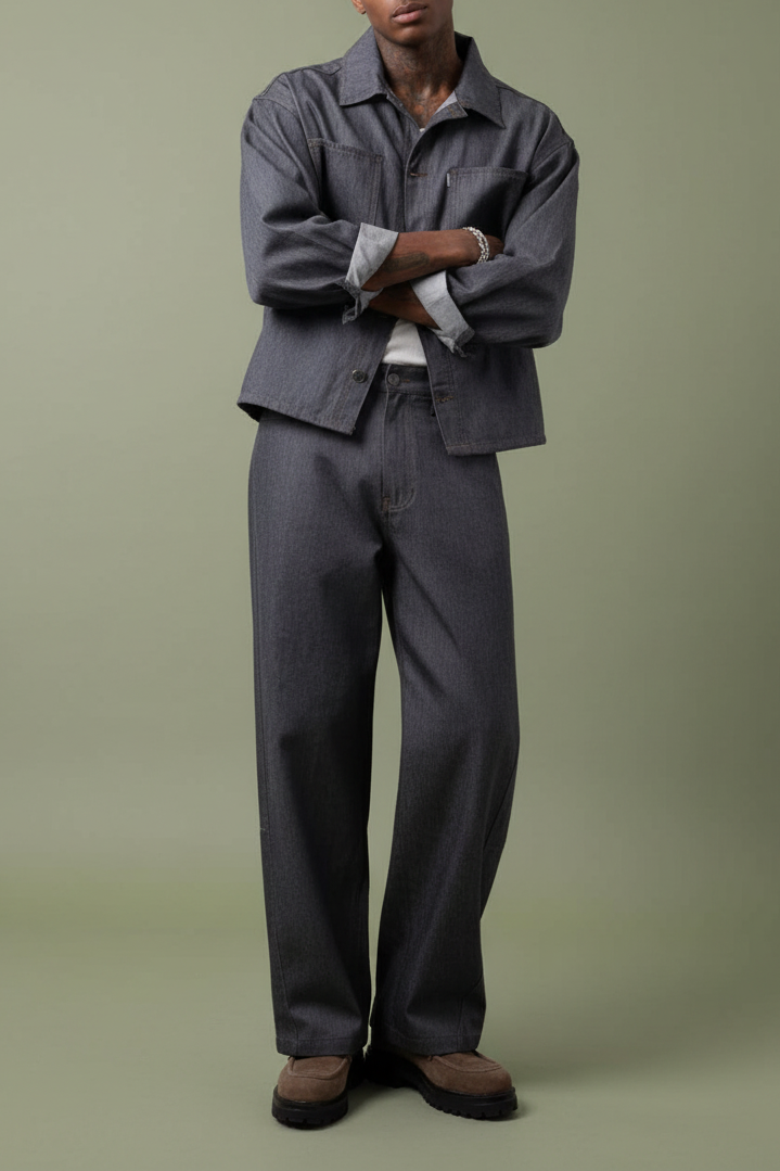 Denim Co-ord Graphite Set – Σκούρο Γκρι