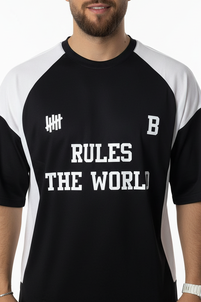 Αθλητικό Σετ Tshirt και Βερμούδα Rules the World – Μαύρο