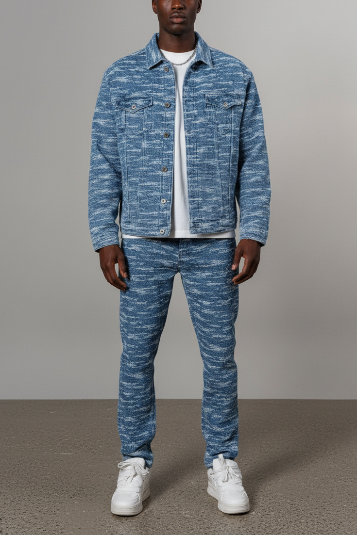 Signature Textured Denim Σετ – Μπλε