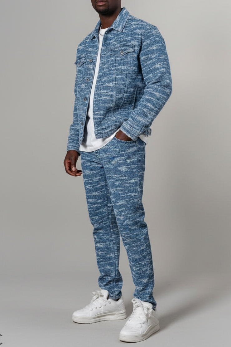Signature Textured Denim Σετ – Μπλε
