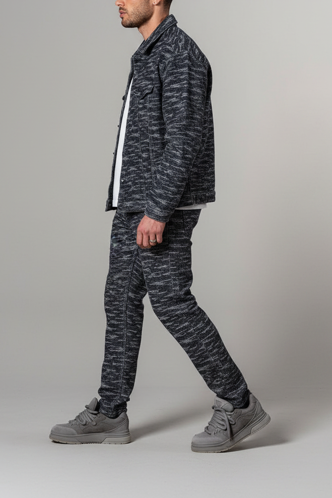 Signature Textured Denim Σετ – Μαύρο-Γκρι