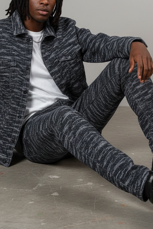 Signature Textured Denim Σετ – Μαύρο-Γκρι