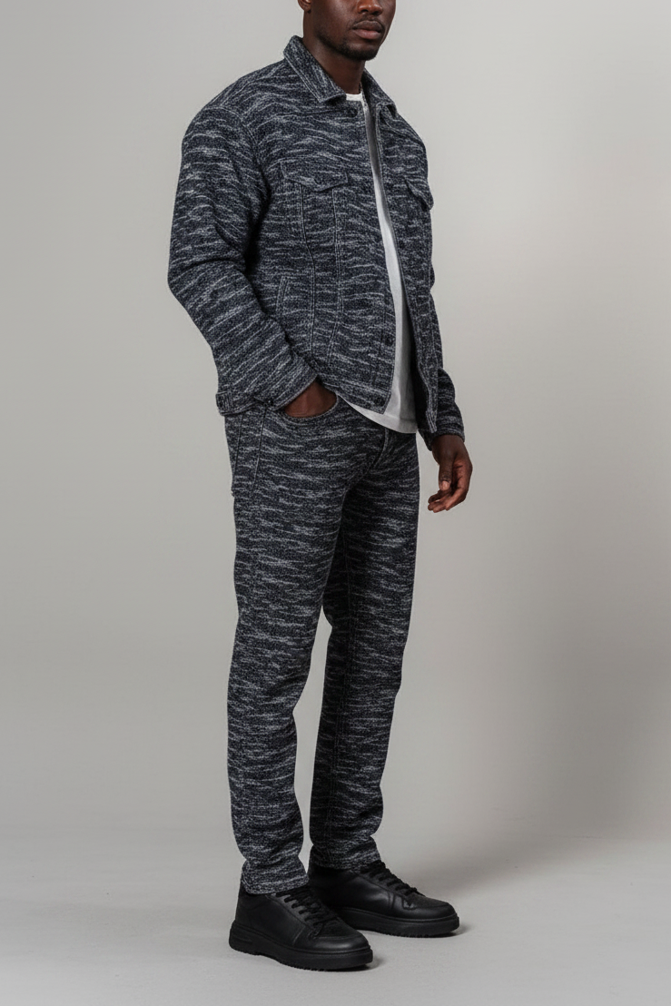 Signature Textured Denim Σετ – Μαύρο-Γκρι
