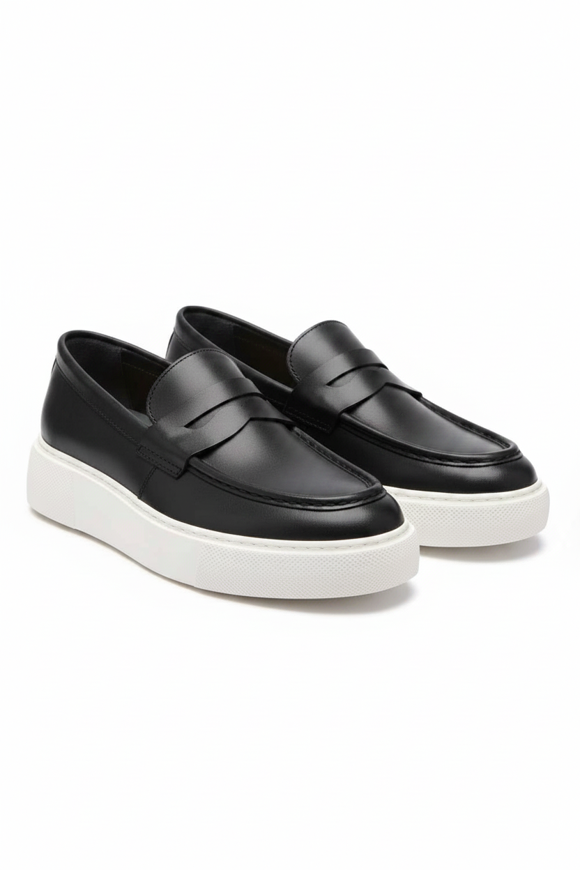 Χειροποίητα Παπούτσια  Leather Penny Lofers Studio – Μαύρο