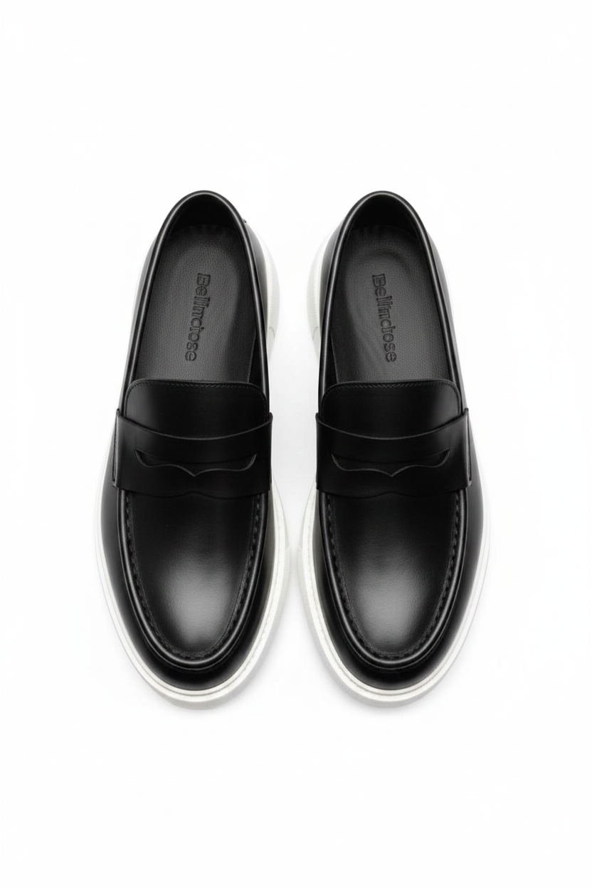 Χειροποίητα Παπούτσια  Leather Penny Lofers Studio – Μαύρο