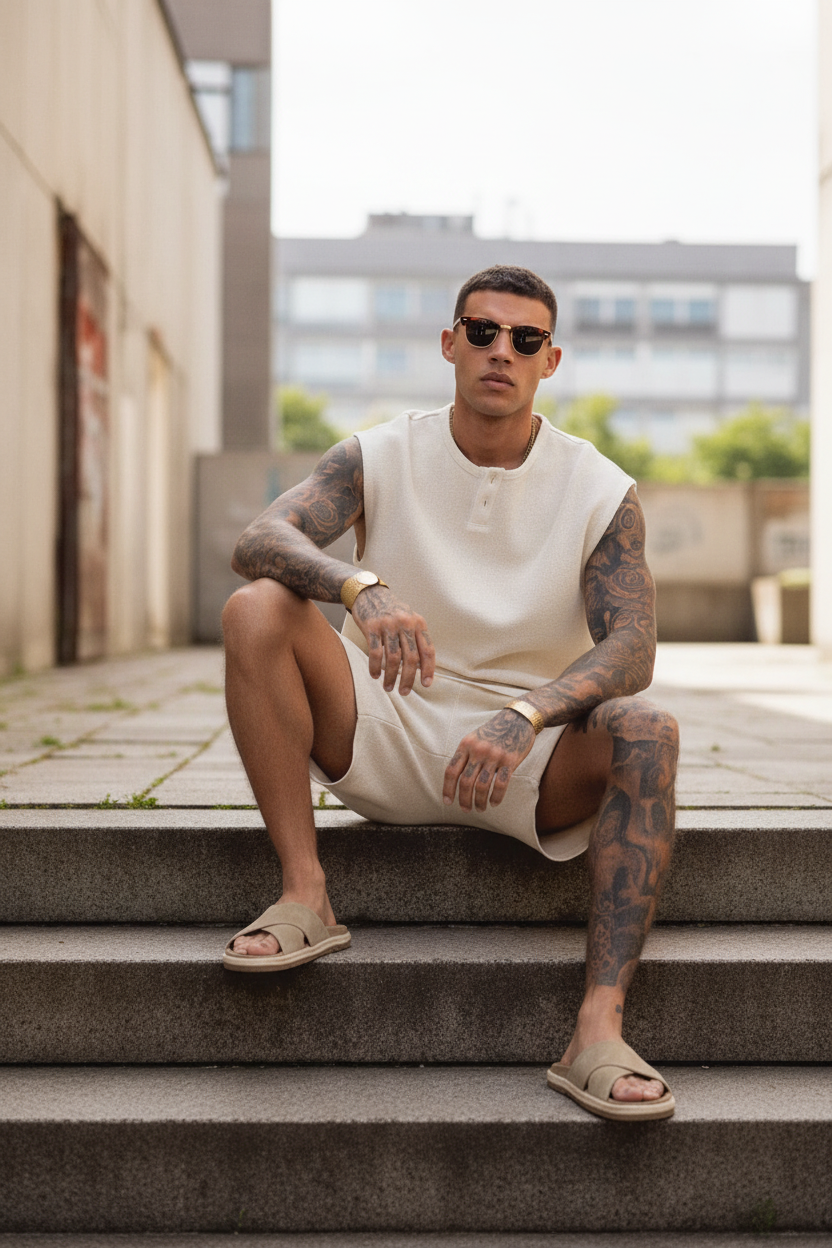 Σετ Co-ord Canvas Sleeveless Studio – Μπεζ