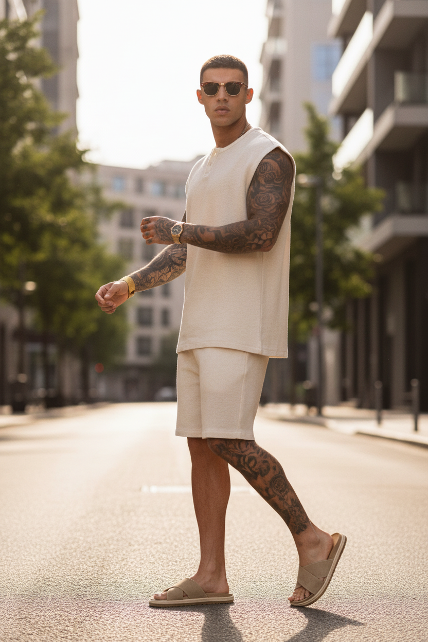 Σετ Co-ord Canvas Sleeveless Studio – Μπεζ