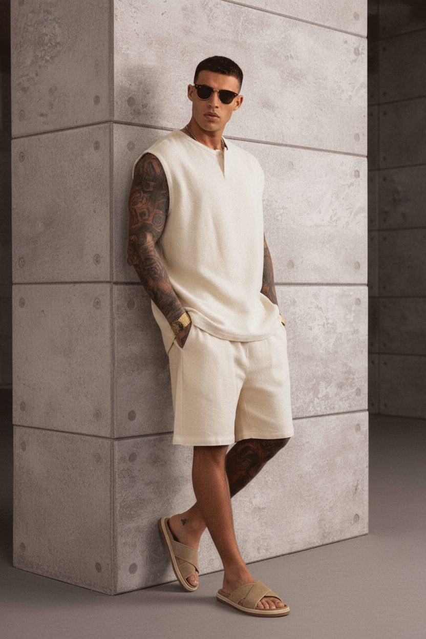 Σετ Co-ord Canvas Sleeveless Studio – Μπεζ