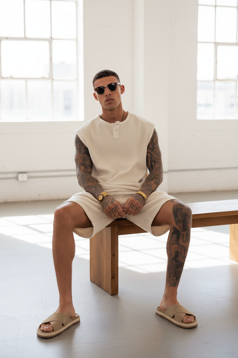 Σετ Co-ord Canvas Sleeveless Studio – Μπεζ