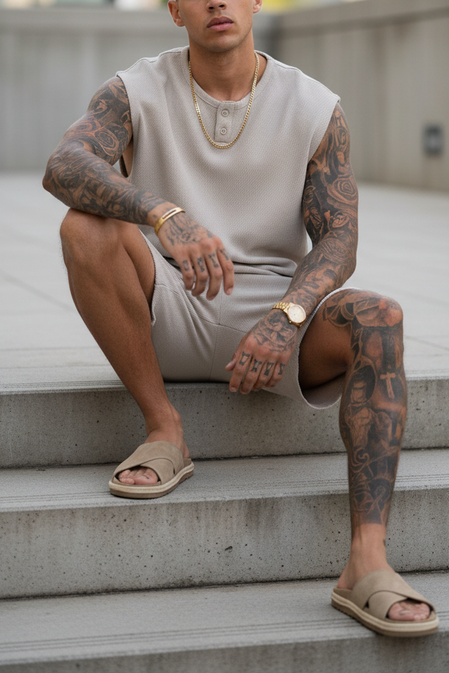 Σετ Co-ord Canvas Sleeveless Studio – Γκρι Του Πάγου
