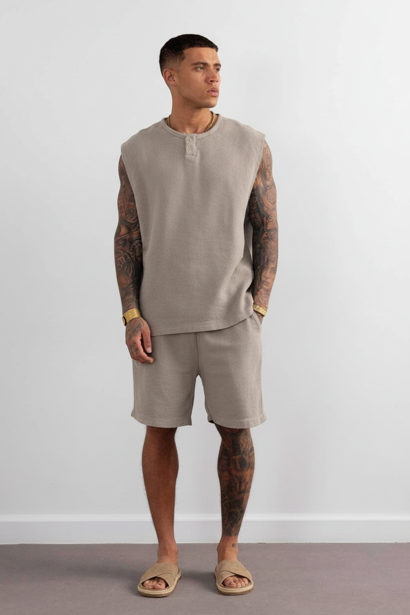 Σετ Co-ord Canvas Sleeveless Studio – Γκρι Του Πάγου