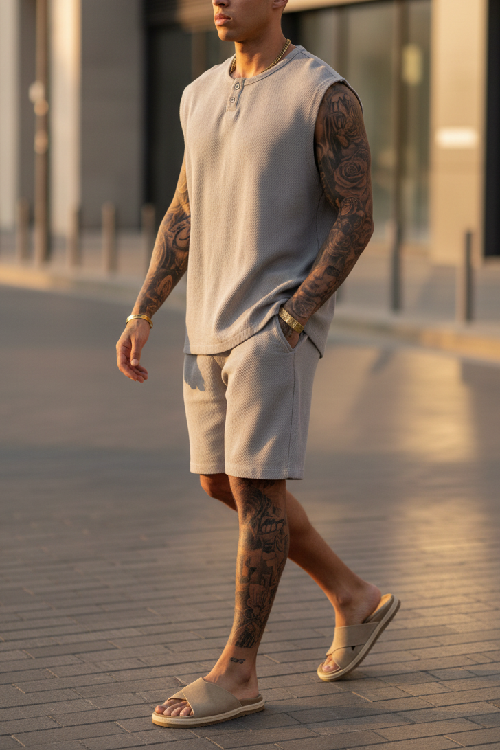 Σετ Co-ord Canvas Sleeveless Studio – Γκρι Του Πάγου