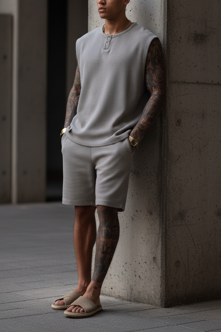 Σετ Co-ord Canvas Sleeveless Studio – Γκρι Του Πάγου