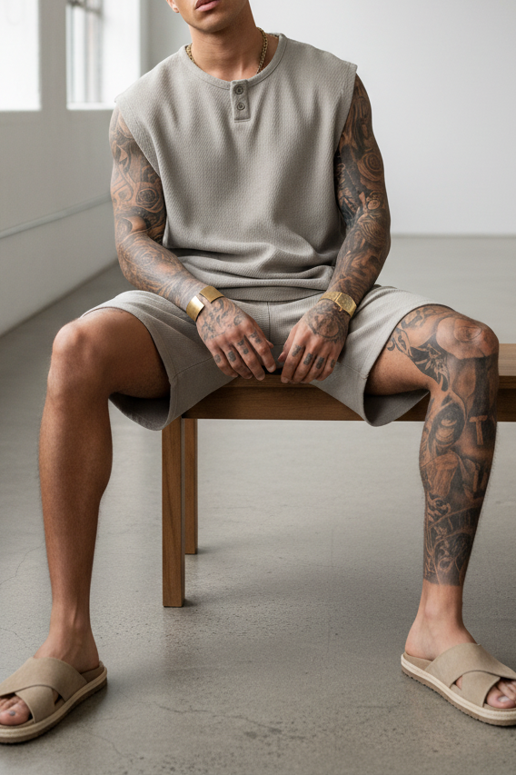 Σετ Co-ord Canvas Sleeveless Studio – Γκρι Του Πάγου