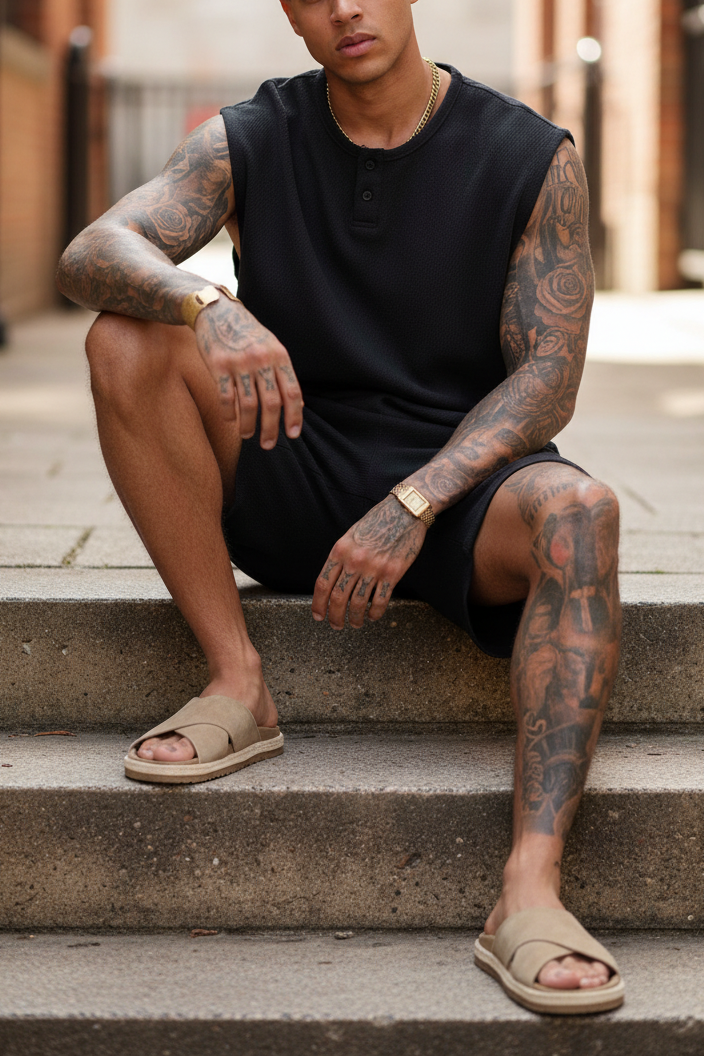 Σετ Co-ord Canvas Sleeveless Studio – Μαύρο
