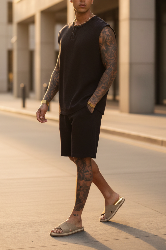 Σετ Co-ord Canvas Sleeveless Studio – Μαύρο