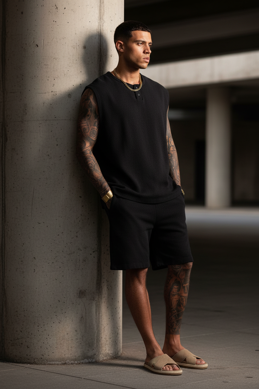 Σετ Co-ord Canvas Sleeveless Studio – Μαύρο