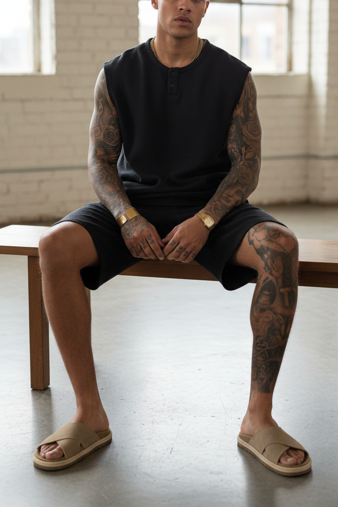 Σετ Co-ord Canvas Sleeveless Studio – Μαύρο