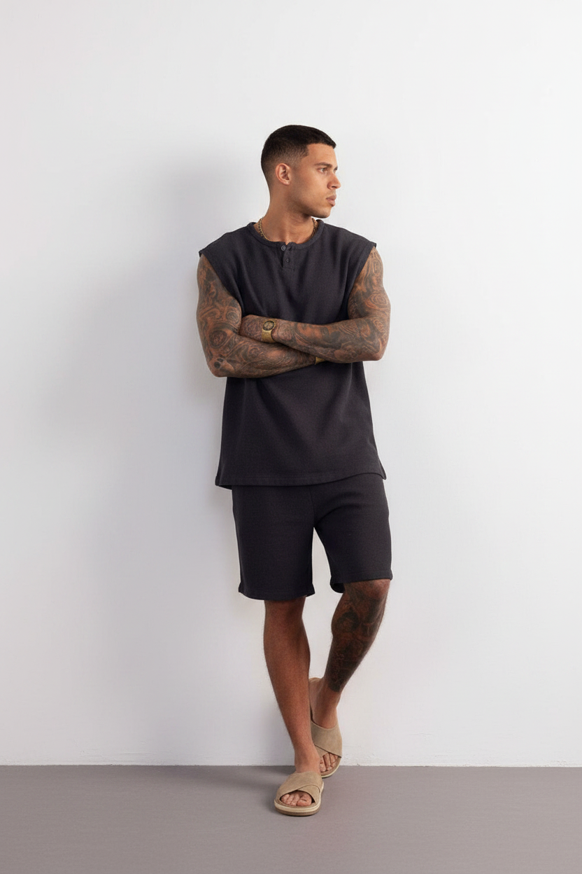 Σετ Co-ord Canvas Sleeveless Studio – Ανθρακί