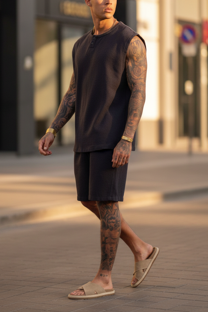 Σετ Co-ord Canvas Sleeveless Studio – Ανθρακί