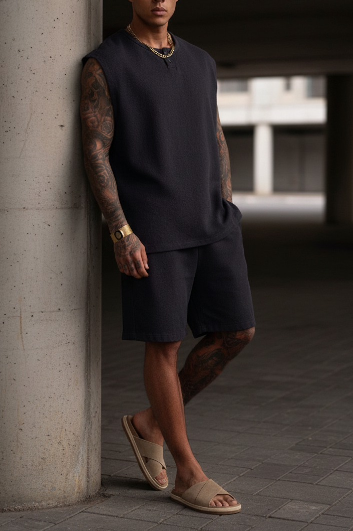Σετ Co-ord Canvas Sleeveless Studio – Ανθρακί