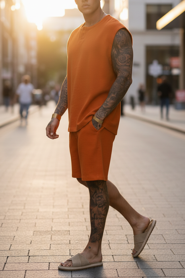 Σετ Co-ord Canvas Sleeveless Studio – Πορτοκαλί