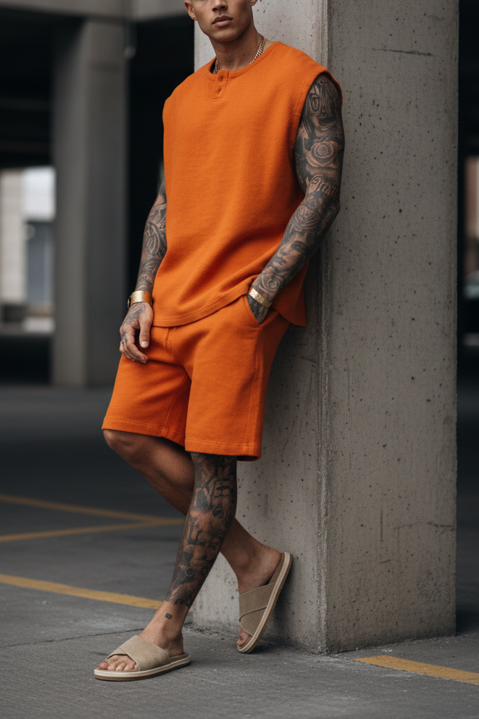 Σετ Co-ord Canvas Sleeveless Studio – Πορτοκαλί