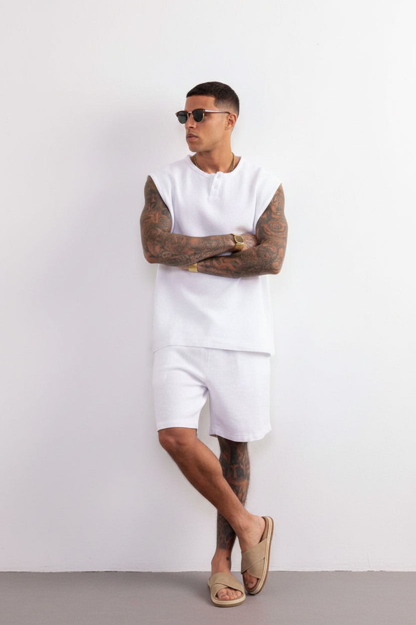 Σετ Co-ord Canvas Sleeveless Studio – Λευκό