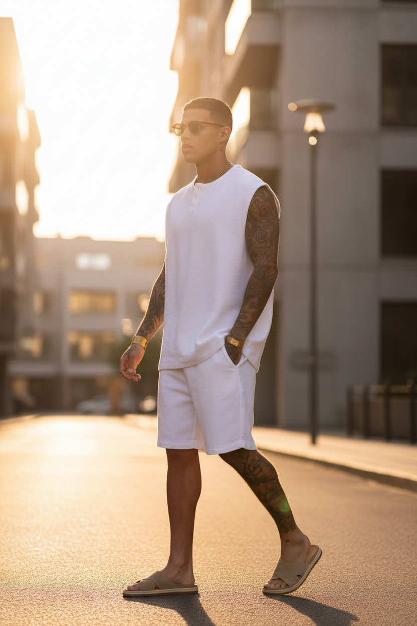 Σετ Co-ord Canvas Sleeveless Studio – Λευκό