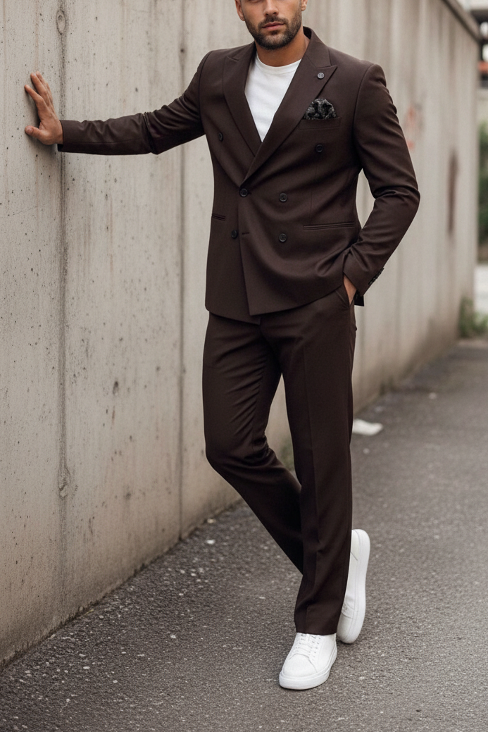 Ανδρικό Σακάκι DELMONT Premium Tailoring Σκούρο Καφέ