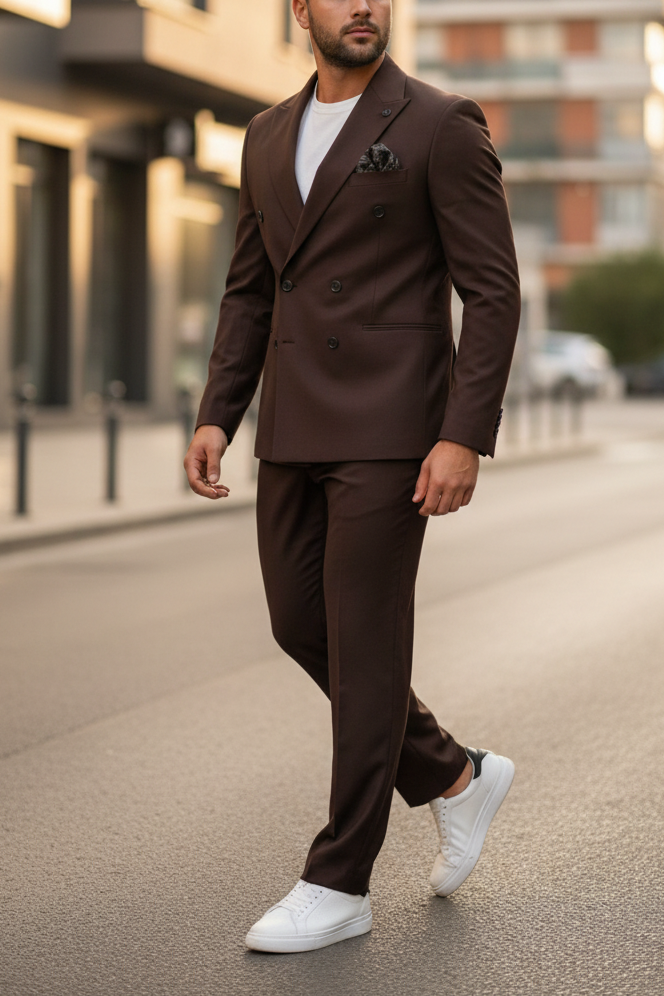 Ανδρικό Σακάκι DELMONT Premium Tailoring Σκούρο Καφέ
