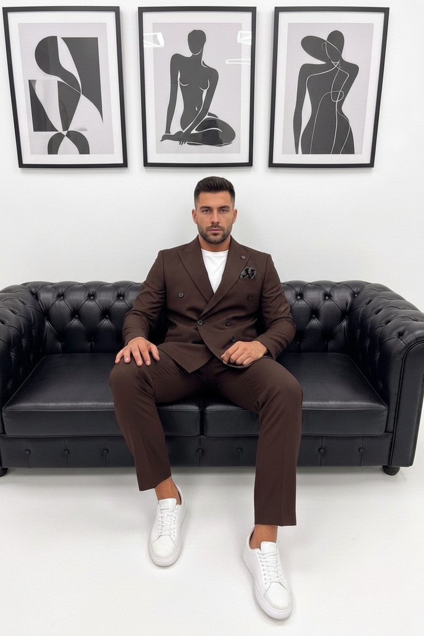 Ανδρικό Σακάκι DELMONT Premium Tailoring Σκούρο Καφέ