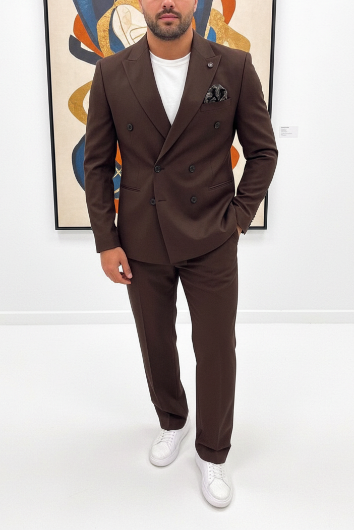 Ανδρικό Σακάκι DELMONT Premium Tailoring Σκούρο Καφέ