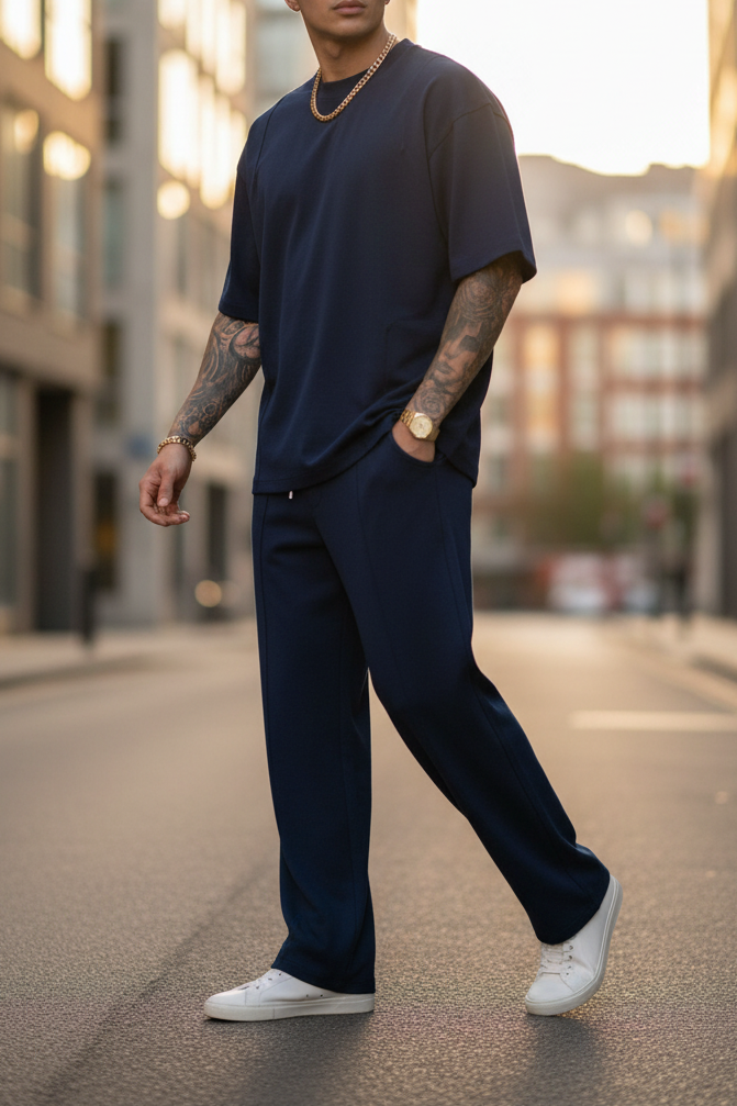 Co-ord Set “Soft-Touch” Oversized Fit – Navy Blue