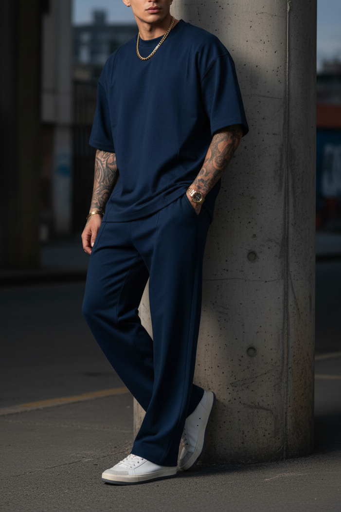 Co-ord Set “Soft-Touch” Oversized Fit – Navy Blue