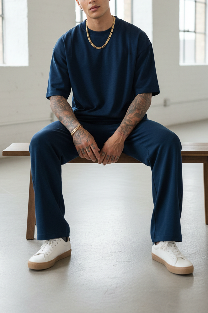 Co-ord Set “Soft-Touch” Oversized Fit – Navy Blue