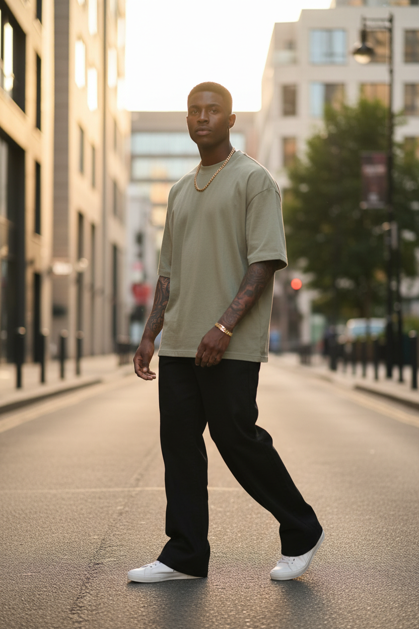 Basic Oversized T-shirt Με Κέντημα - Χακί