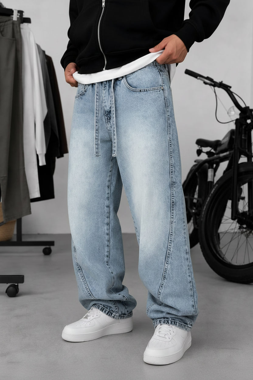 Παντελόνι Denim Urban Relax Baggy Studio – Ανοιχτό Μπλε