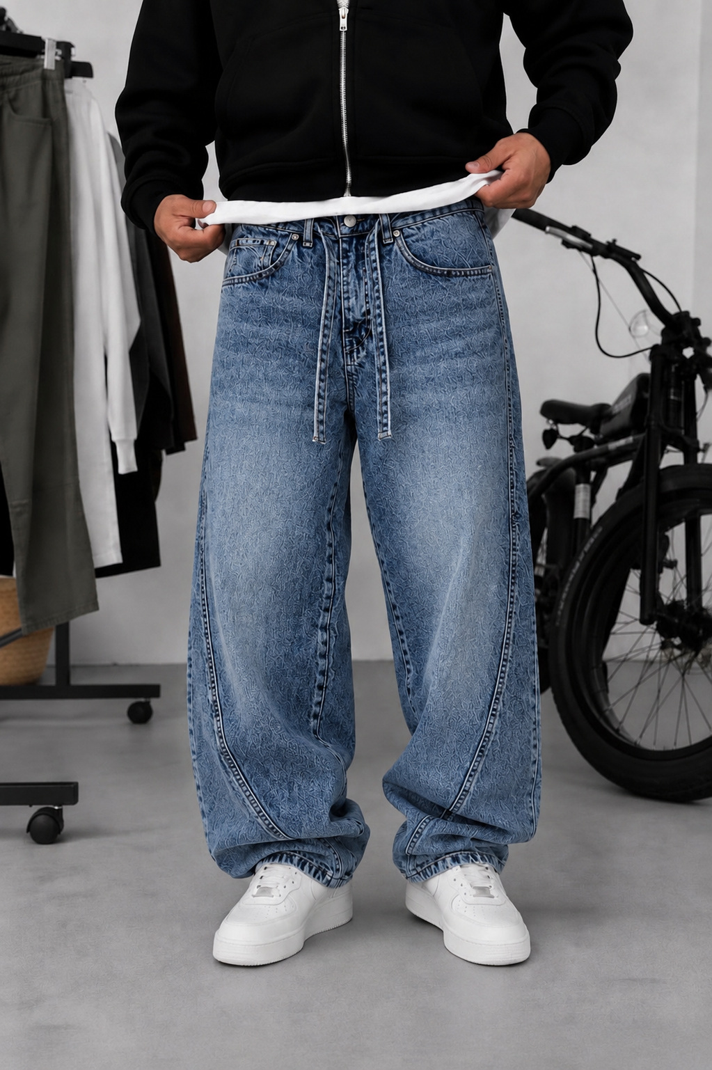 Παντελόνι Denim Urban Relax Baggy Studio – Ξεβαμμένο  Μπλε-Γαλάζιο