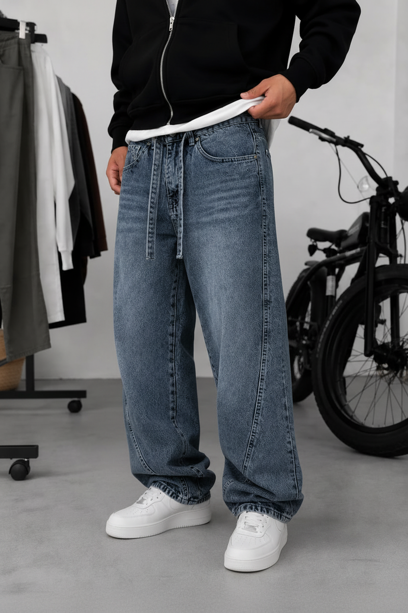 Παντελόνι Denim Urban Relax Baggy Studio – Ξεβαμμένο  Μπλε
