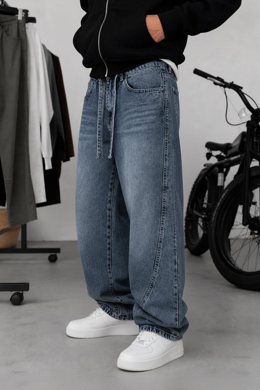 Παντελόνι Denim Urban Relax Baggy Studio – Ξεβαμμένο  Μπλε